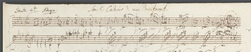 モーツァルト：ピアノ・ソナタ第4番K.282 第1楽章 変ホ長調の自筆譜、1-8小節