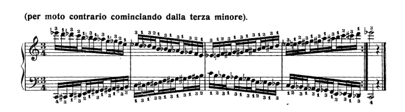 ハノン40番│半音階│短3度で始まる両手の反進行、1-5小節