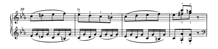 モーツァルト：ピアノ・ソナタ第4番K.282 第3楽章│56-58小節