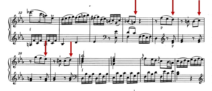 モーツァルト：ピアノ・ソナタ第4番K.282 第3楽章│12-23小節